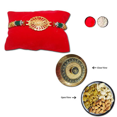 "Rakhi - ZR-5580 A (Single Rakhi),  Dry Fruit Box - Code DFB1000 - Click here to View more details about this Product